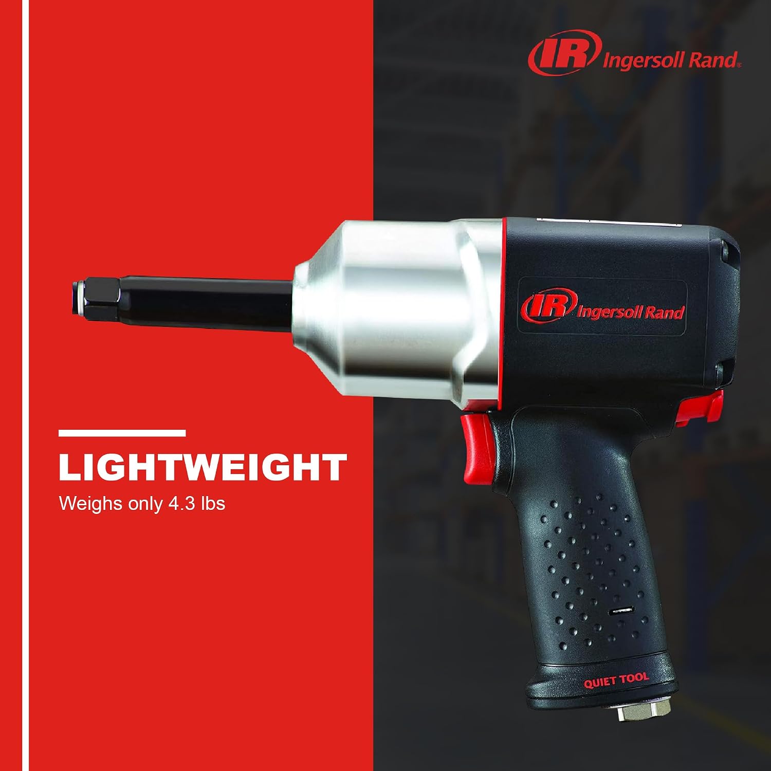 Ingersoll Rand 2135QXPA-2 1/2' Quiet Air Impact Wrench, Pistol Grip, 2' Extended Anvil, 780 Ft-Lbs Max Reverse Torque