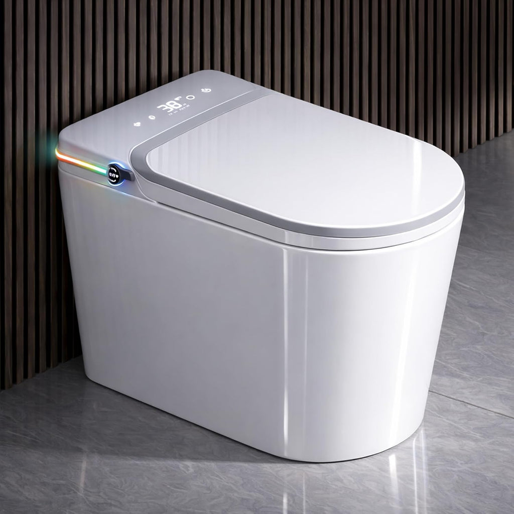 Smart Toilet with Bidet, Bidet Toilet, Modern Smart Toilets, Inteligente Japanese Toilet Seat,Toilet with Bidet Built in, Tankless Electric Toilet With Auto Open/Close Lid, Warm Water, Heated Seat