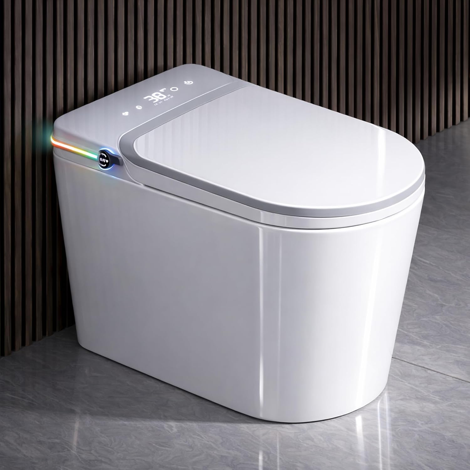 Smart Toilet with Bidet, Bidet Toilet, Modern Smart Toilets, Inteligente Japanese Toilet Seat,Toilet with Bidet Built in, Tankless Electric Toilet With Auto Open/Close Lid, Warm Water, Heated Seat