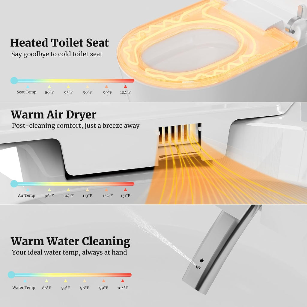 Smart Toilet with Tank, Electric Bidet Toilet with ADA Comfort Height Heated Seat, Auto Flush/Lid&Seat, Foot Sensor, UV-C light, Dryer One Piece Toilets with with Siphon Flush 1.28 GPF, MAP 1000g