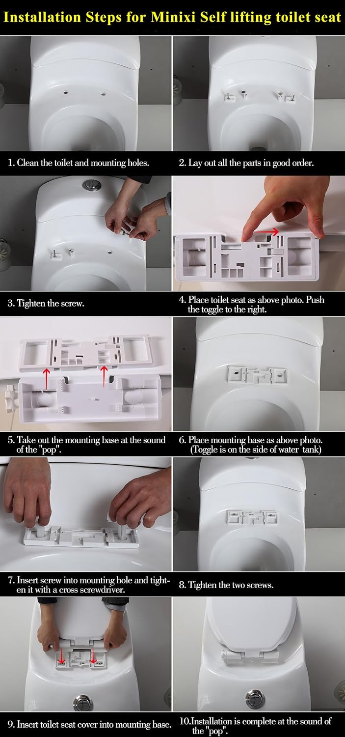 Minixi Self Lifting Toilet Seat, Non Electric, No Cleaning Required, Auto Lifting, Suitable for Oval Toilet