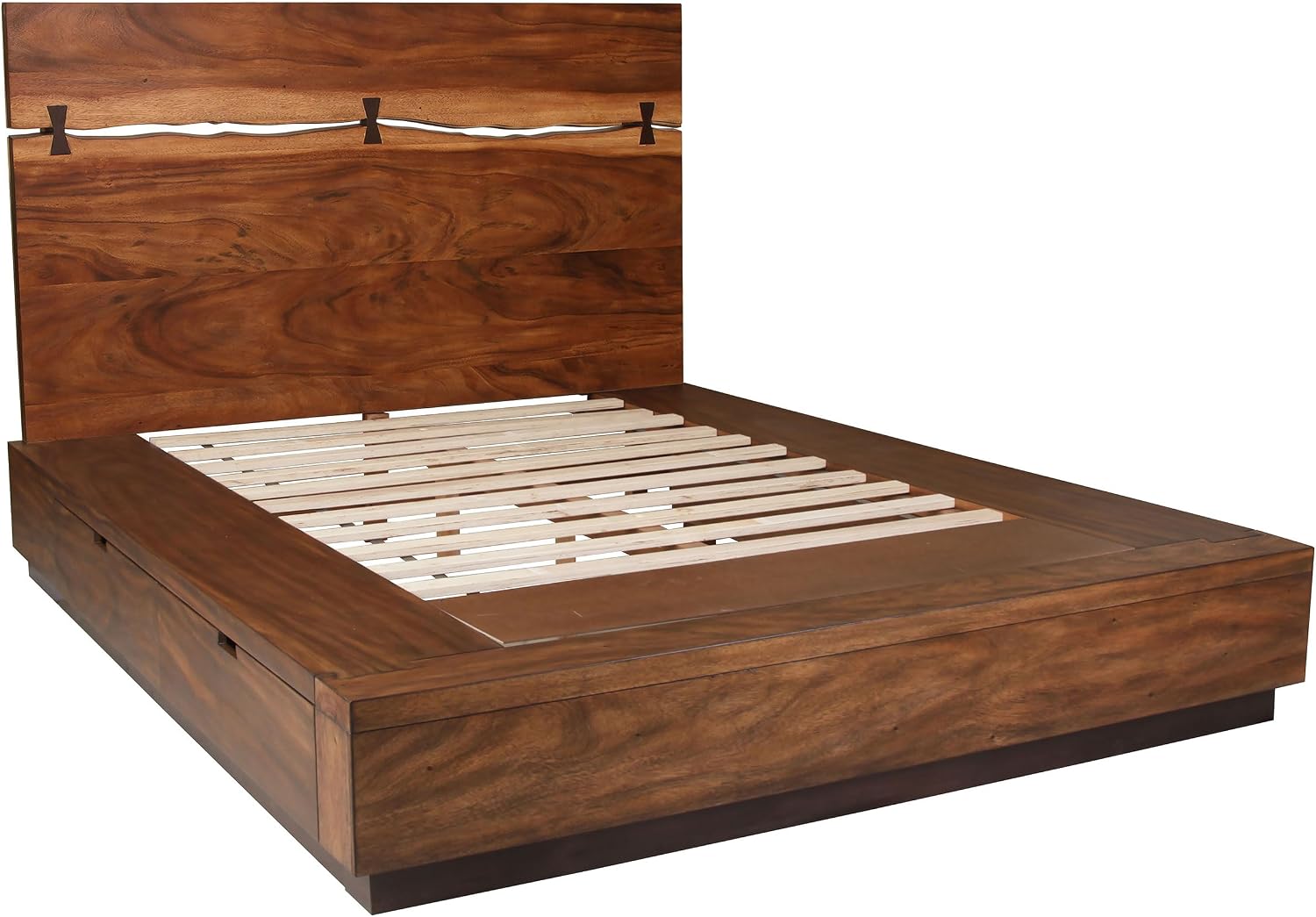 Coaster Home Furnishings Winslow Farmhouse 5-Piece Bedroom Set Live Edge Eastern King Size Storage Bed Frame 54-inch Headboard Smokey Walnut and Coffee Bean 223250SKE-S5