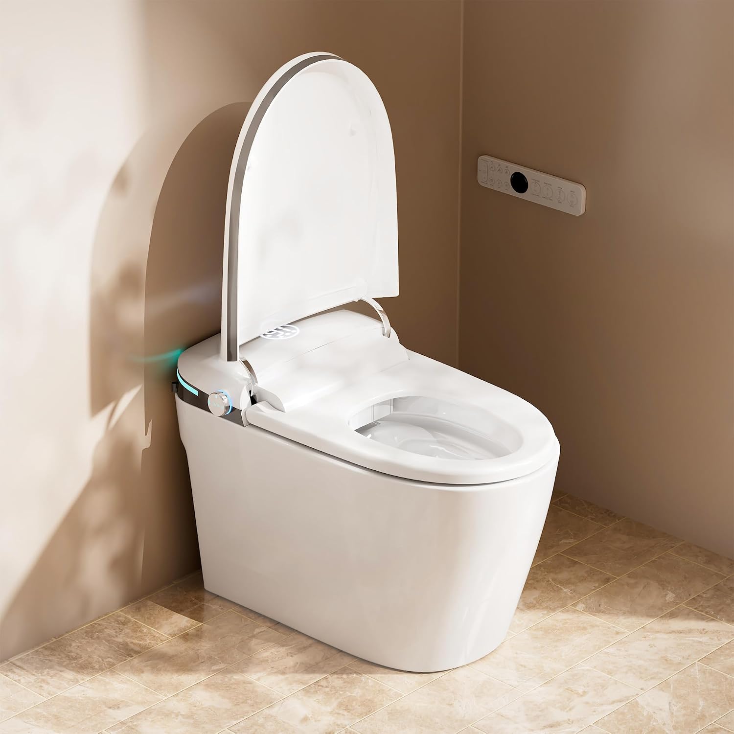 Winzo Smart Toilet with Bidet Built in,Heated Seat,Tankless Smart Toilet with Warm Water Sprayer & Dryer,Auto Soft Close,with Foot Sensor,LED Display, Gray