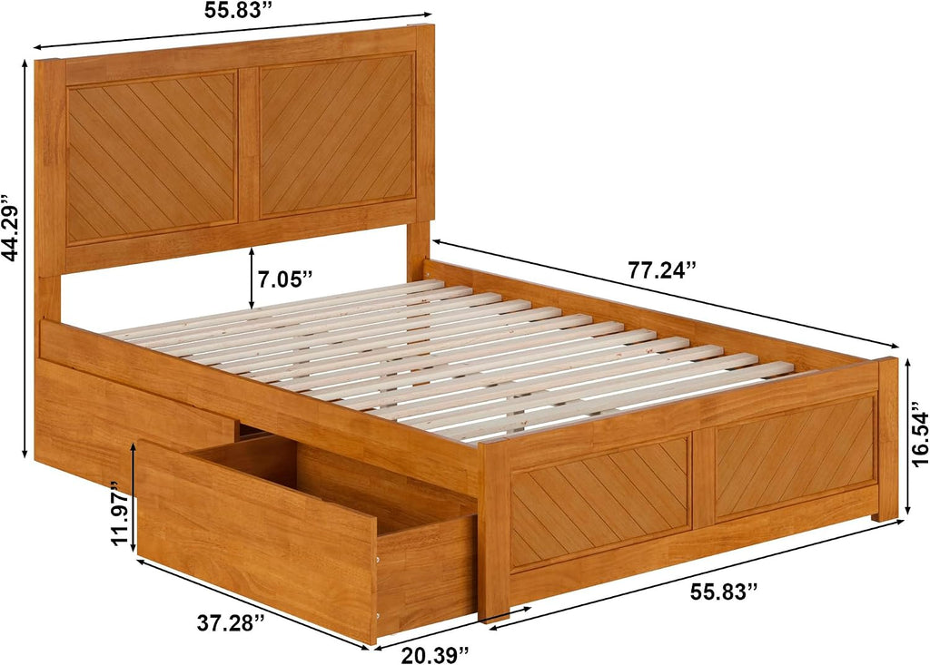 AFI, Canyon Full Platform Bed with Matching Footboard & Storage Drawers, Light Toffee