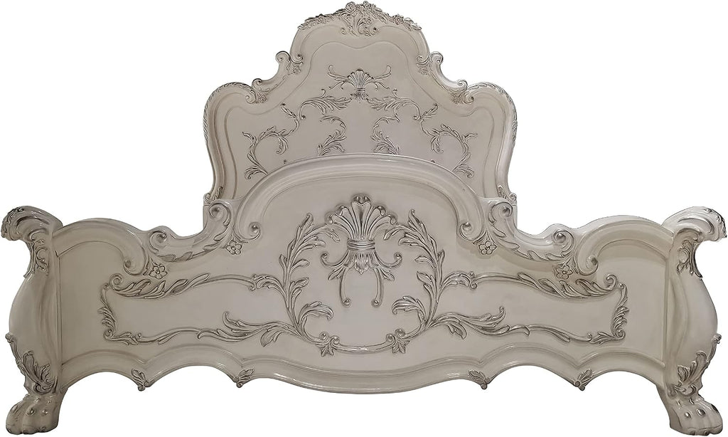 Acme Dresden Wooden California King Bed with Arched Headboard in Bone White