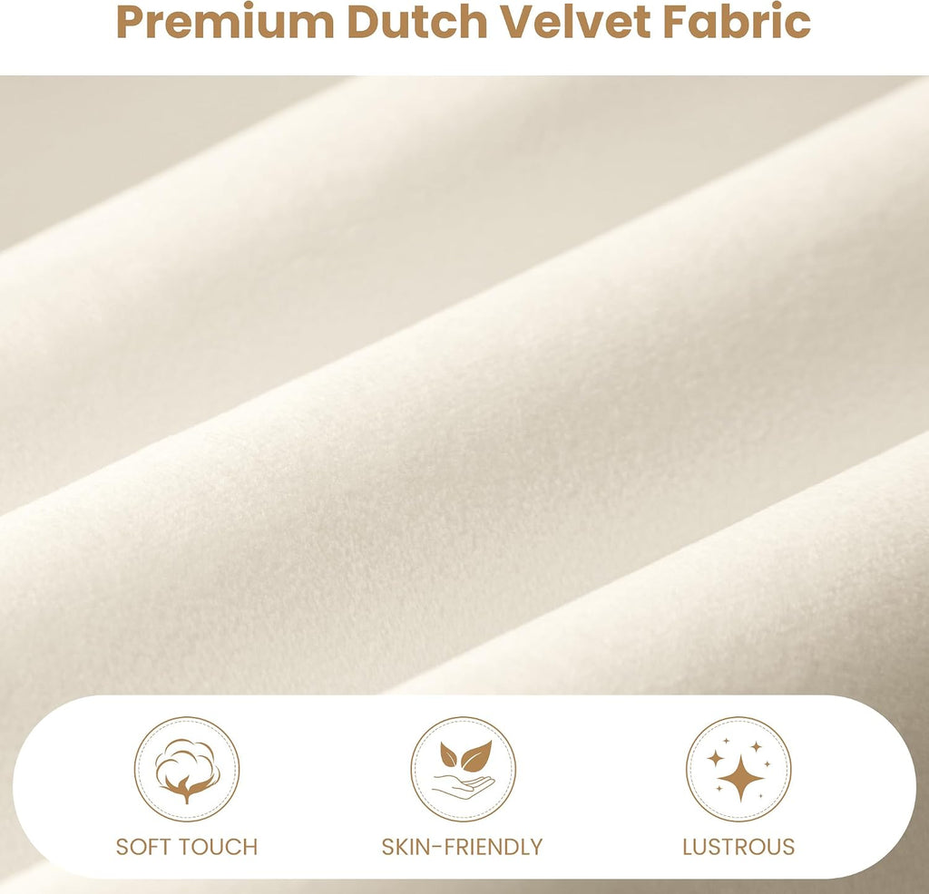SHA CERLIN King Size Bed Frame, Dutch Velvet Upholstered Platform Bed, Vertical Channel Tufted Adjustable Headboard, Low Profile Bed Frame, No Box Spring Needed, Easy Assembly, Cream
