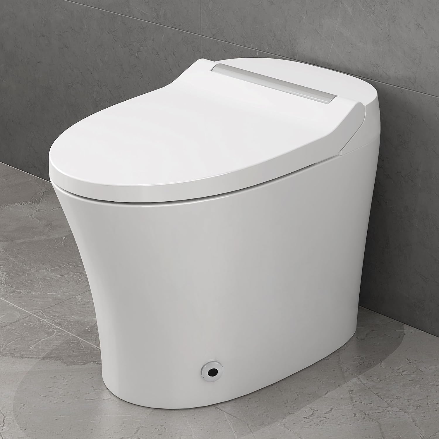 Smart Toilet with Adjustable Heated Seat, One-Piece Elongated Ceramic Toilet, Dual Flush 1/1.28 GPF, Auto Flush, Foot Sensor, Knob Control, Soft Night Light, White