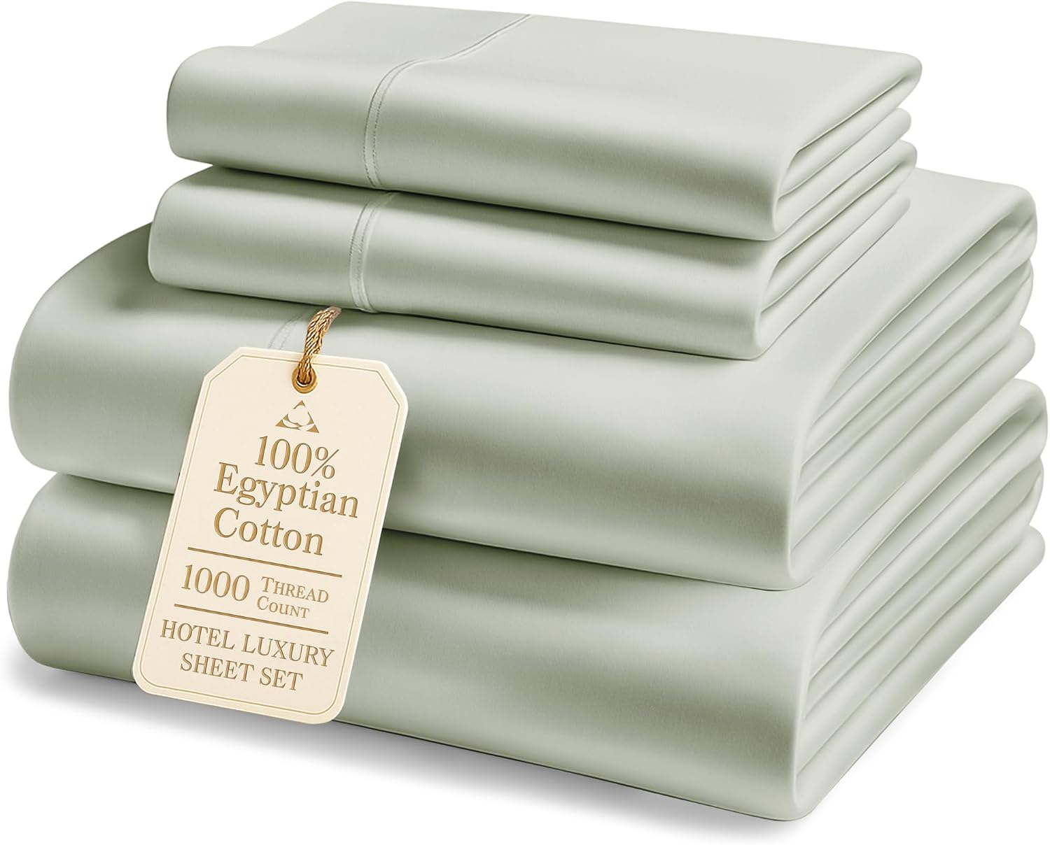 100% Egyptian Cotton King Size Sheets Set – Luxury 1000 Thread Count Buttery Soft & Durable Christmas Sheets King Size, Sateen Winter Sleep Comfort, Snug Fit 15' Deep Pocket, Hotel Comfort - Mineral