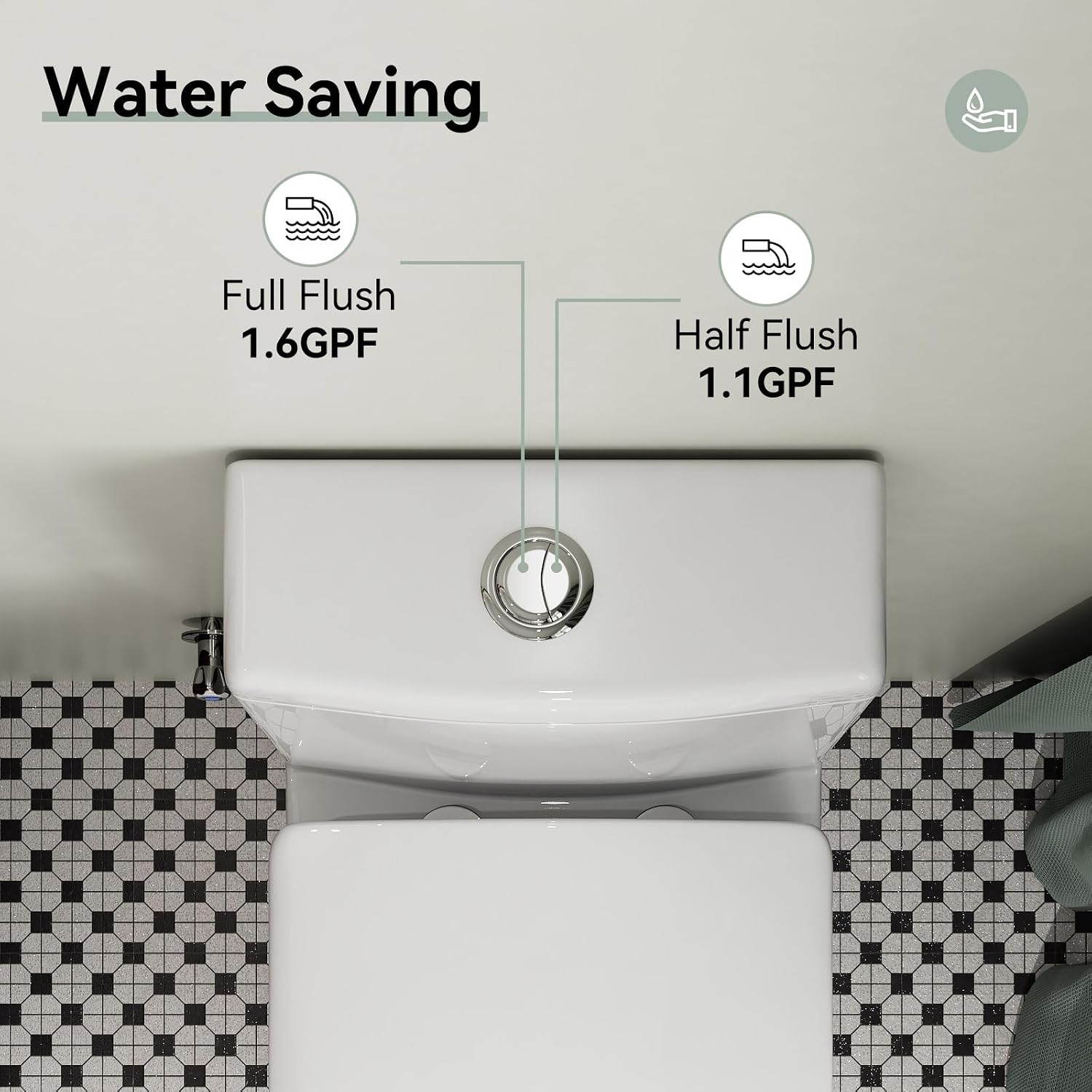 HOROW HR-ST076WD Dual Flush Elongated Toilet with Soft Close Seat, High-Efficiency Supply, Standard Bathroom Toilet 12' Rough-In, White Finish