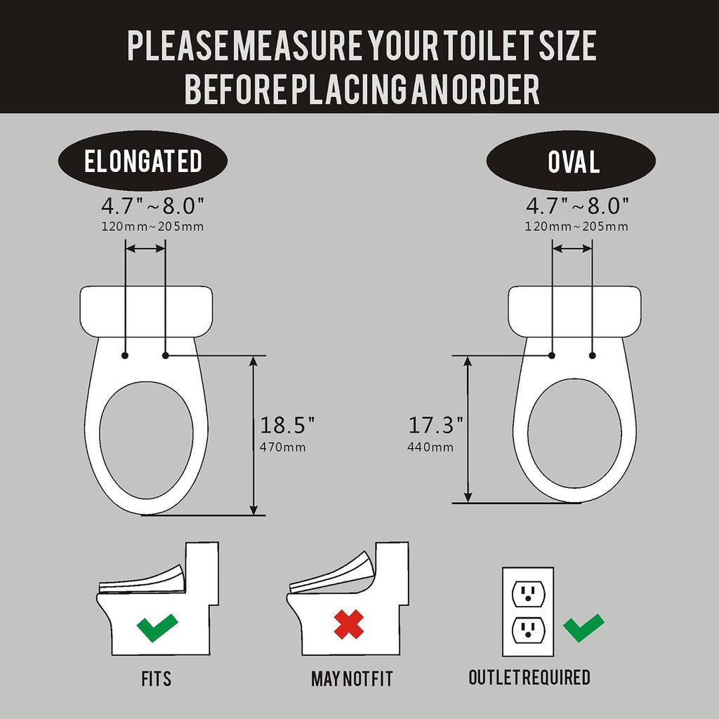 WLJBIDET Bidet Toilet Seat, Electric Bidet with Heated Toilet Seat, Instant Warm Water & Air Drying, Temperature Adjustable, Side Panel Control, Display Screen, Night Light, Elongated