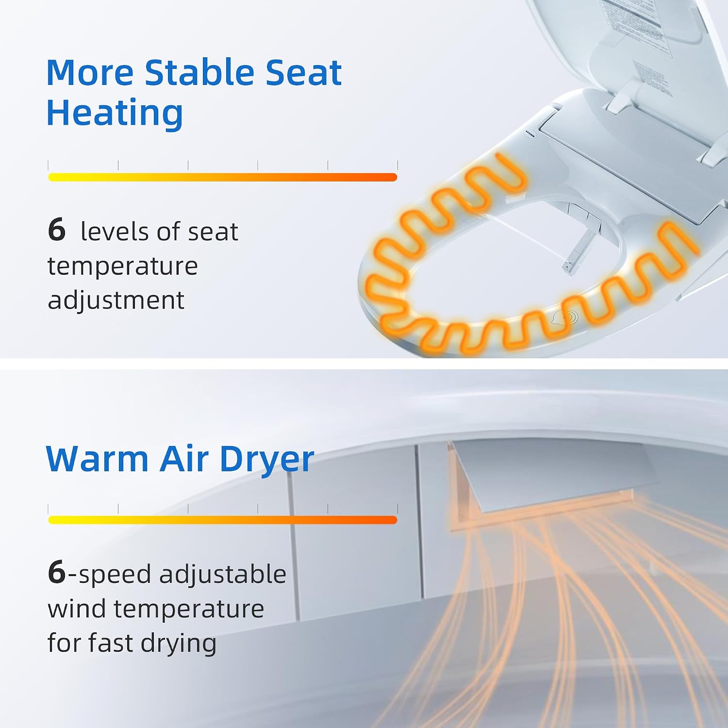 WOODBRIDGE Electronic Bidet Toilet Seat with Auto Open & Close Lid, Child Wash,Air Dryer,Heated seat,Remote Control,Elongated Soft Close, White BID03