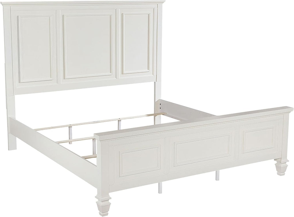 Coaster Home Furnishings Sandy Beach Coastal 4-Piece Bedroom Set Eastern King Size Panel Bed Frame 63-inch Headboard Cream White 201301KEN-S4