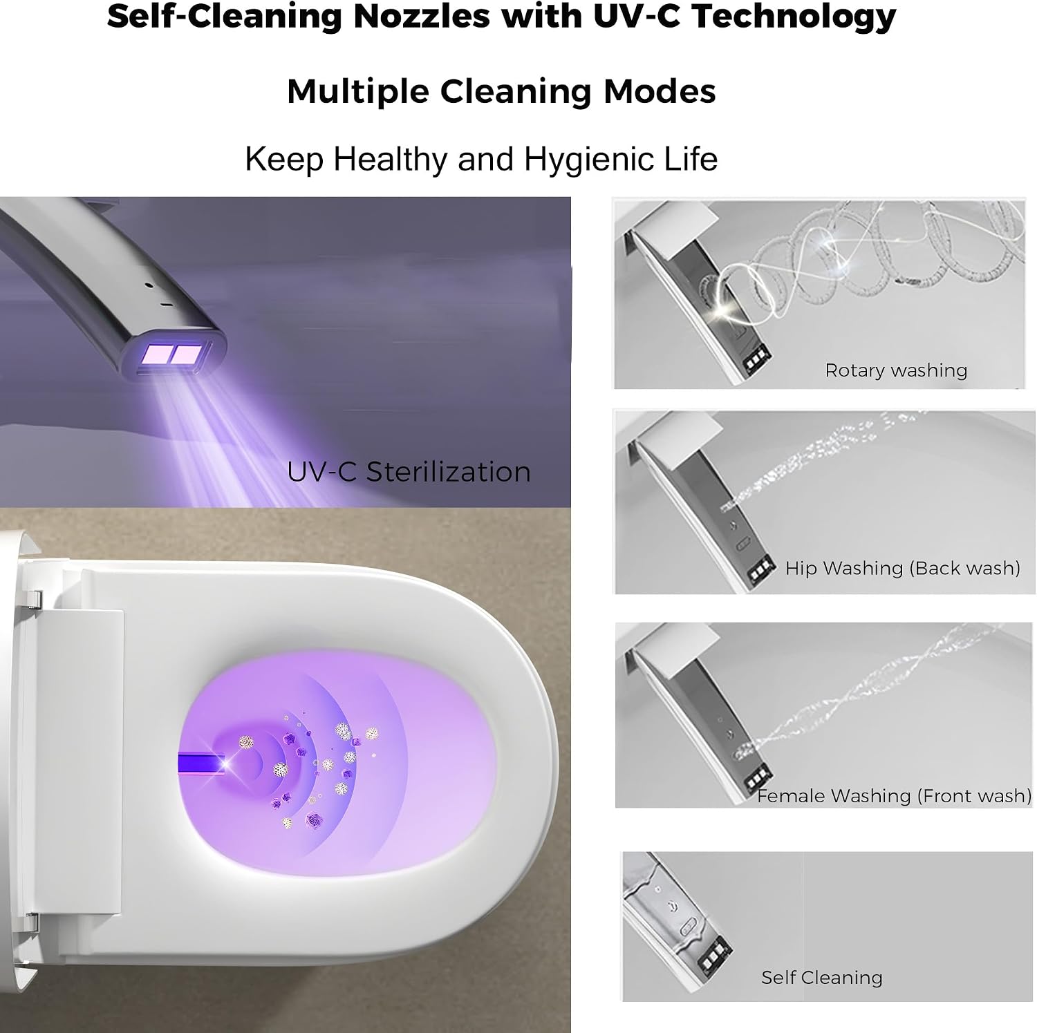 WinZo Elongated Smart Toilet With Bidet Built-in,Auto Open & Flush Auto Soft Close Seat, Hands-Free Adjusted Heated Seat & Warm Air Dyring, White (No Foam Cover Version)