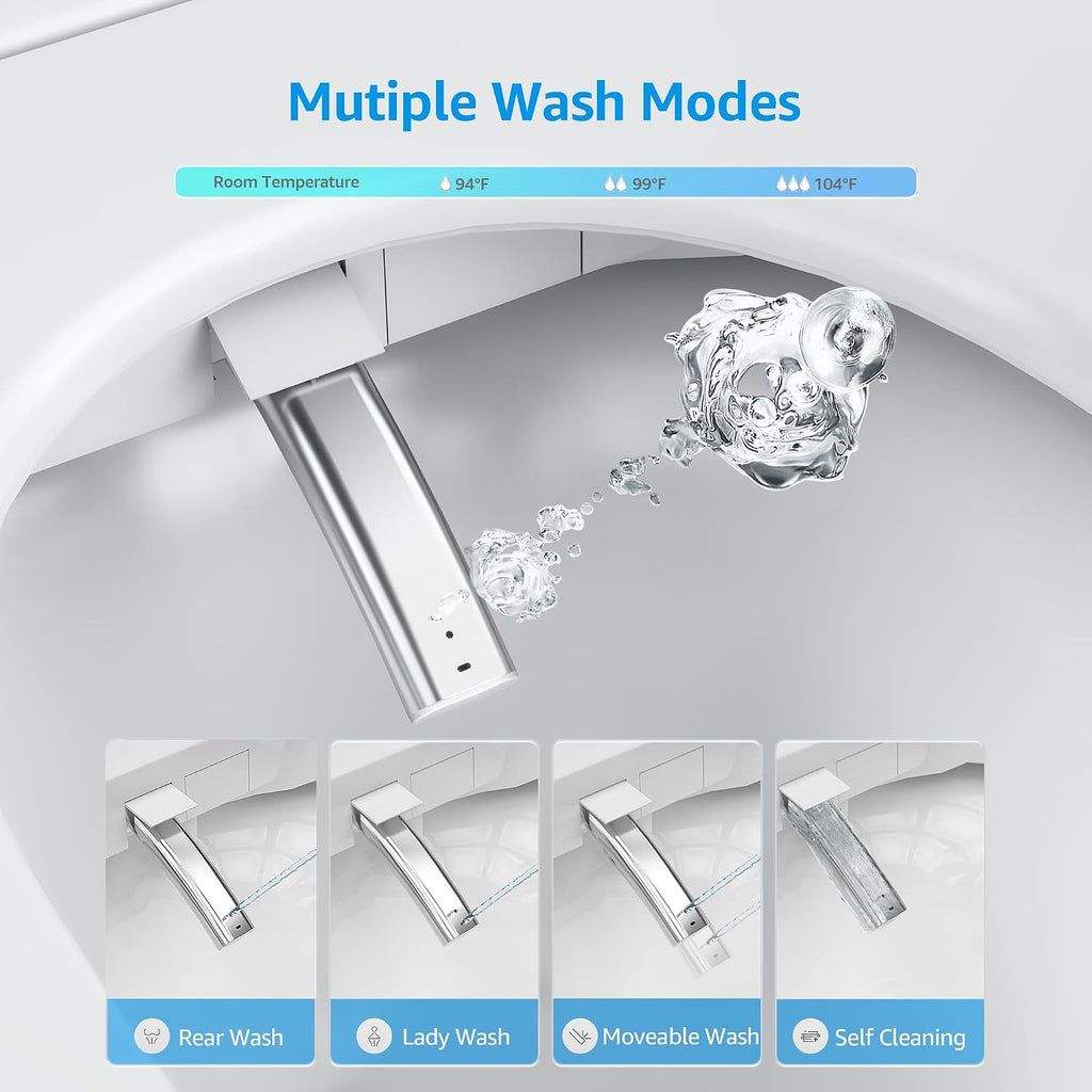 Smart Toilet with Build-in Bidet Seat, Tankless Toilet with Auto-Opening and Closing Lid, Auto Flushing, Heated Seat, Warm Water Bidet, Air Dryer, LED Display, and Remote Control