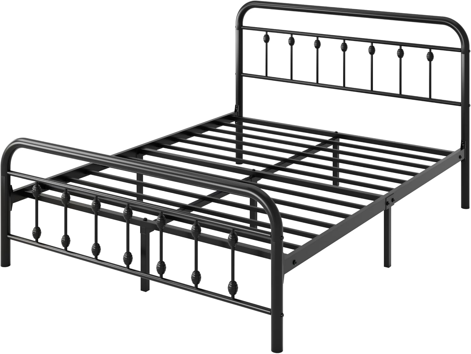 Allewie 14 Inches Full Size Metal Platform Bed Frame with Victorian Style Iron-Art Headboard/Footboard, Mattress Foundation, Easy Assembly, Under Bed Storage, No Box Spring Required, Black
