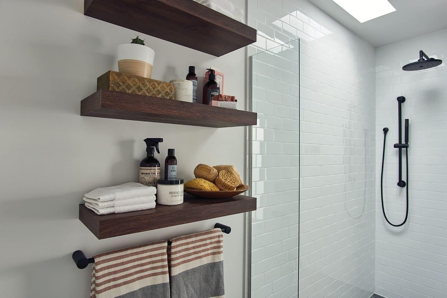 Moen Align Matte Black Accessories Bundle Featuring Modern 24inch Bathroom Towel Bar, Robe Hook, Wall Mounted Double Post Pivoting Toilet Paper Holder, and 9inch Hand-Towel Bar