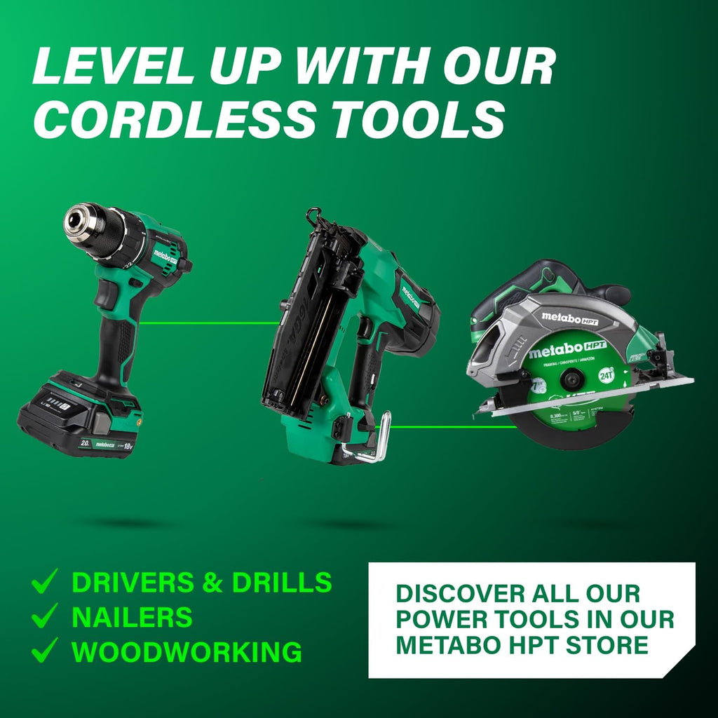 Metabo HPT 18V MultiVolt Brushless 1-1/2' Metal Connector Nailer, Cordless Air Spring Nailer with 18V 4.0Ah Battery, Lightweight Design, 600 Nails Per Charge, Sequential Actuation, NR1838DKA