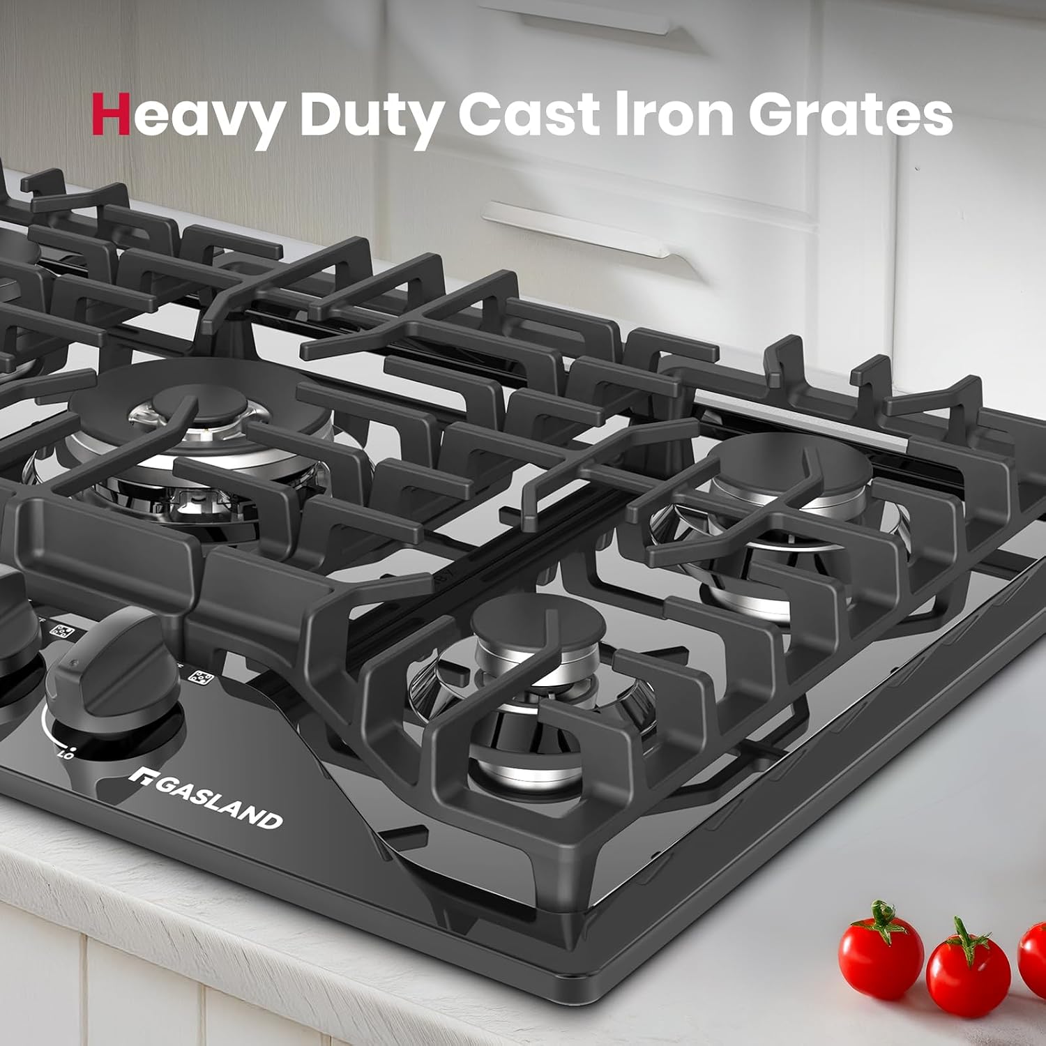 GASLAND Gas Cooktop 30 Inch with Griddle, Gas Stovetop with 5 Burners, Comes with Reversible Cast Iron Grill/Griddle, 120V Plug-in, NG/LPG Convertible, CSA Certified Black
