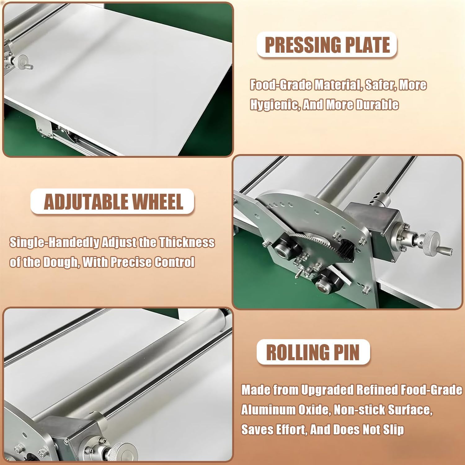 Electric Pastry Dough Sheeter, Foldable Croissant Dough Laminator, With Thickness Adjustment Handwheel 2-25 Mm Adjustable Height, Forward/Reverse Rotation, For Home Bakers, Artisan Bakeries