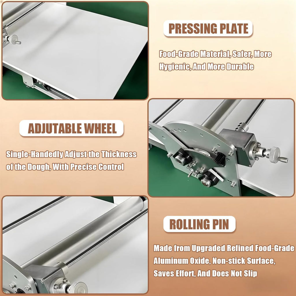 Foldable Dough Sheeter, Electric Pastry Dough Sheeter, Stainless Steel, 2-25 Mm Adjustable Height, 450mm Dough Width, Forward/Reverse Rotation, Stepless Adjustment, For Croissants, Puff Pastry