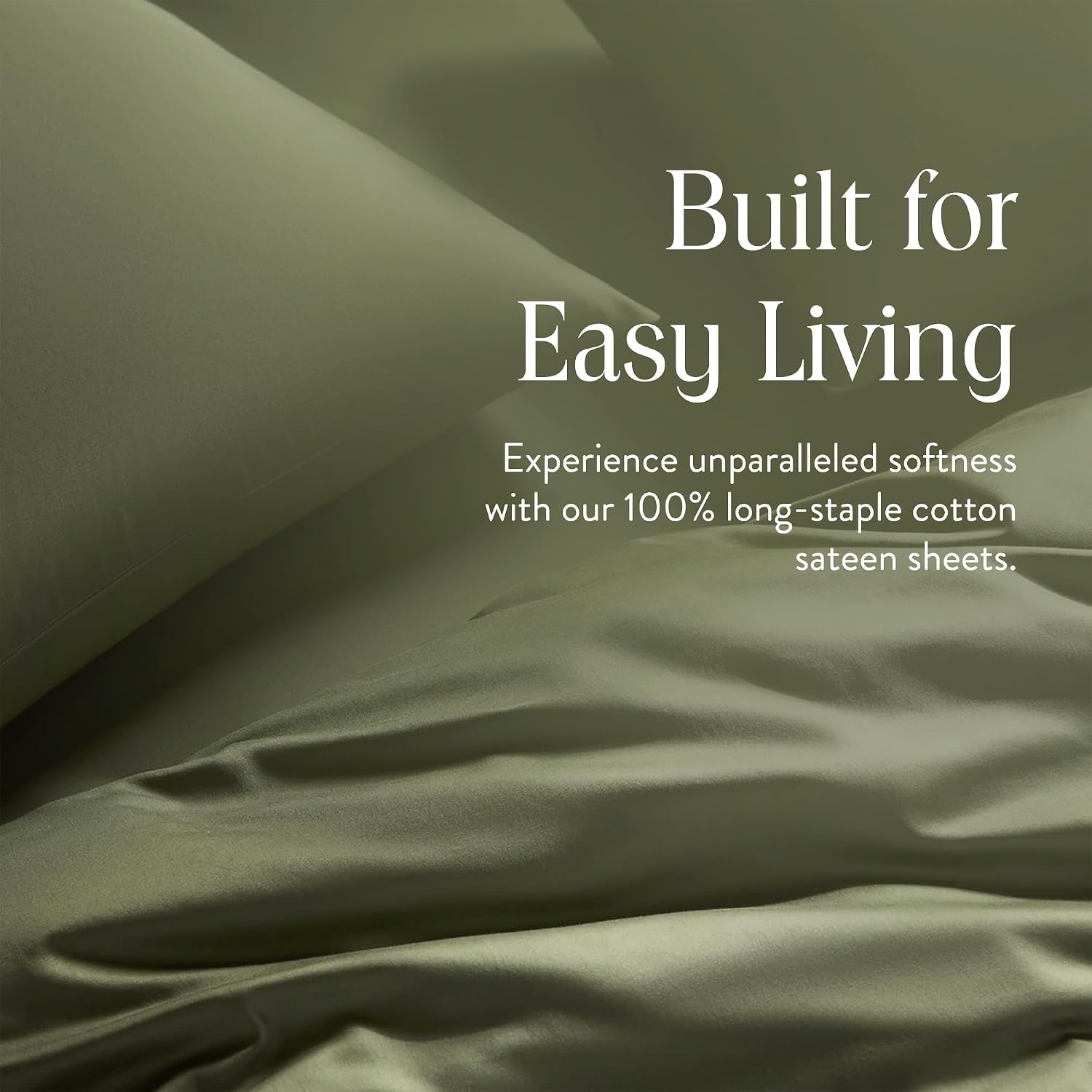 Brooklinen Luxury Sateen 4 Piece Sheet Set - 100% Cotton Bed Sheets, Soft & Durable Twin XL Sheet Set in Fresh Moss, Oeko-TEX Certified Bedding Set, 1 Fitted Sheet, 1 Flat Sheet, 2 Pillowcases