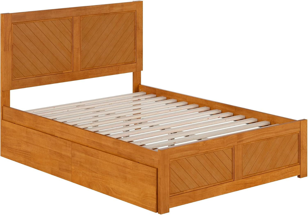 AFI, Canyon Full Platform Bed with Matching Footboard & Storage Drawers, Light Toffee