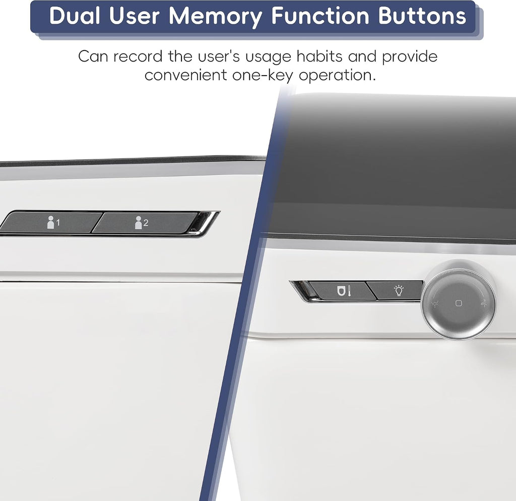 Tankless Smart Toilet with Bidet, Auto Lid, Foot Sensor, Heated Seat, Warm Water Wash & Dryer, Memory Function, Remote Control, LED Display, One-Piece White Ceramic Toilet