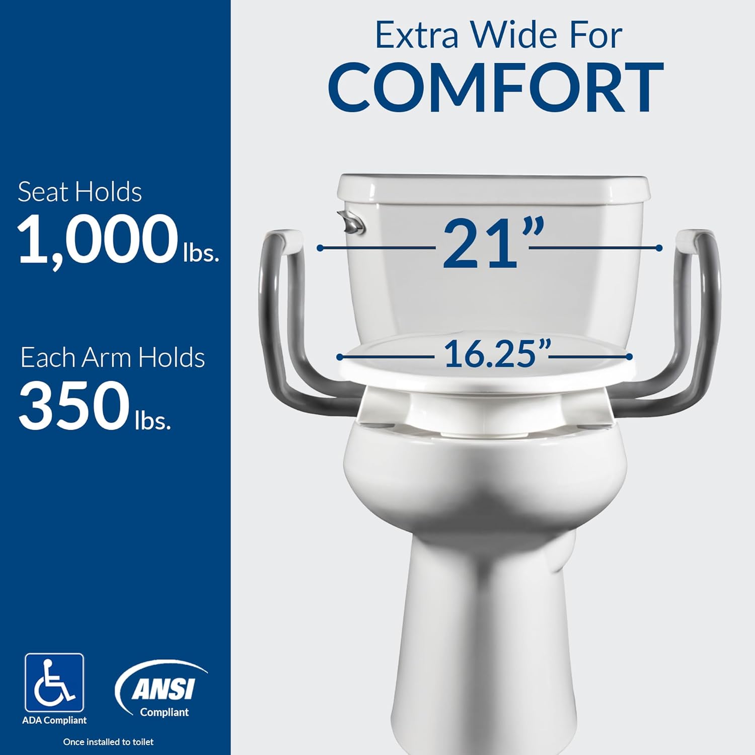Bemis Assurance 3' Raised Toilet Seat with Handles, Therapist Preferred for Safety, Secure Hinges, Clean Shield Guard, Elongated, White