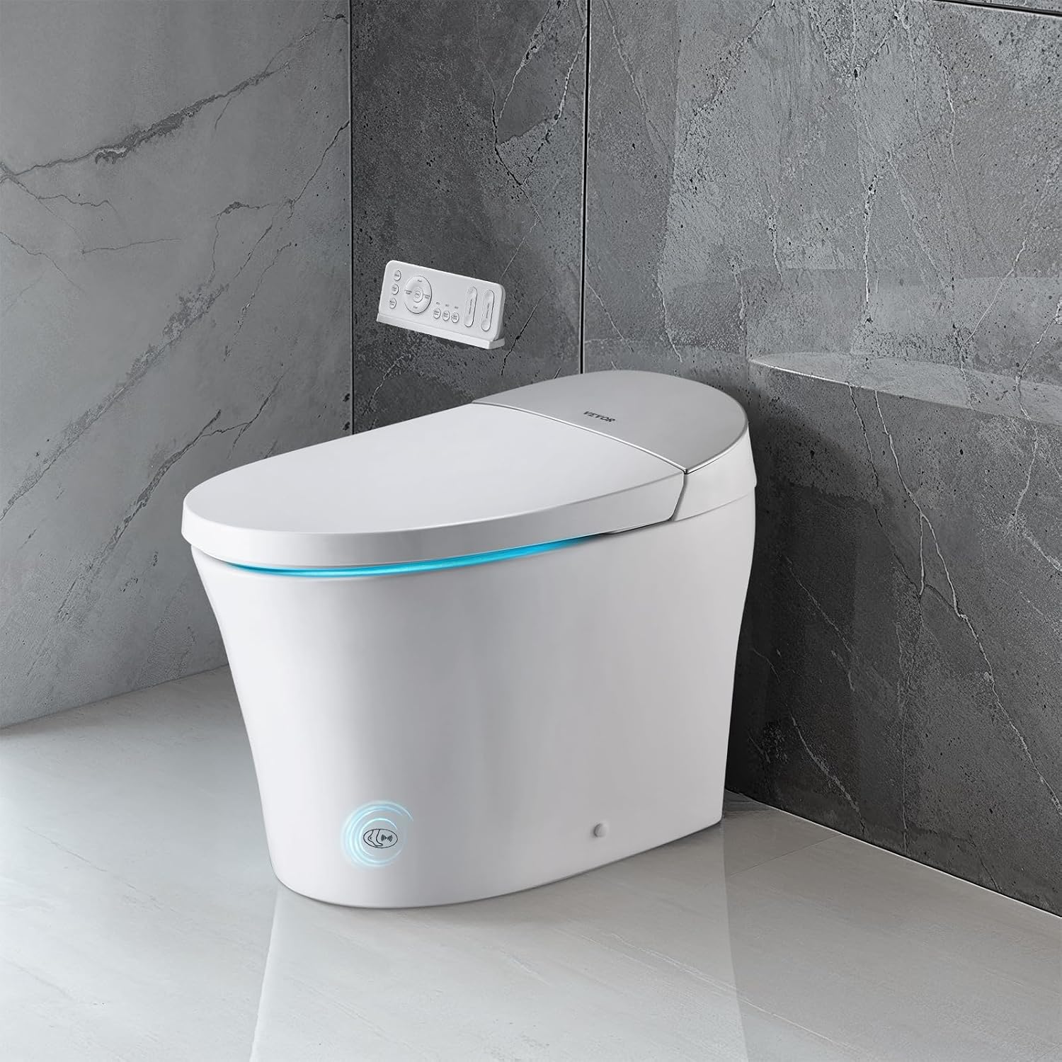 VEVOR Smart Toilet, One Piece Toilet with Bidet Built in, Foot Sensor Operation, Warm Water Sprayer & Air Drying,Easy Operated Toilet with Remote Control, Heated Seat with LED Display