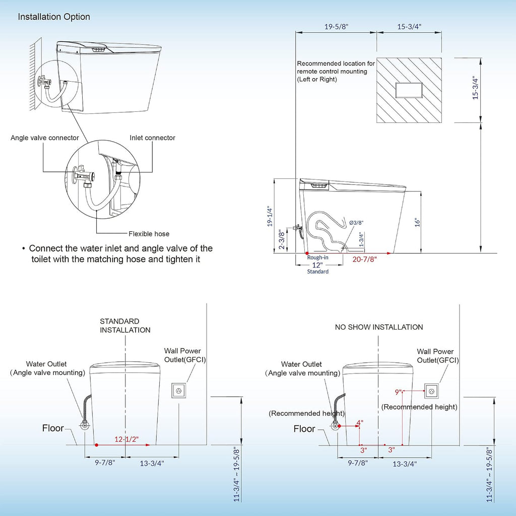 WOODBRIDGE B0980S Intelligent Smart Toilet, Auto Open & Close, Auto Flush,Heated Integrated Multi Function Remote Control, with Advance Bidet and Soft Closing Seat, White