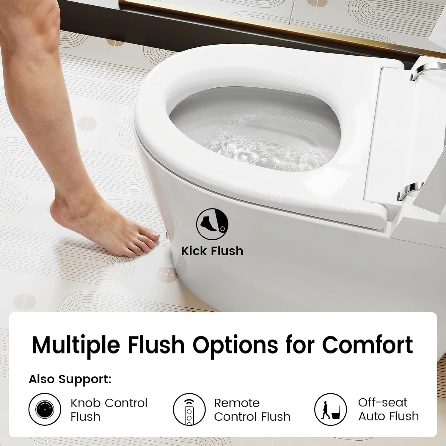Smart Toilet with Built-in Bidet, One-Piece Bidet Toilet for Bathrooms, YA60 Bidet Toilet with Auto Flush, Kick Flush, Heated Seat, Warm Water and Dryer, Night Light, and Blackout Flush