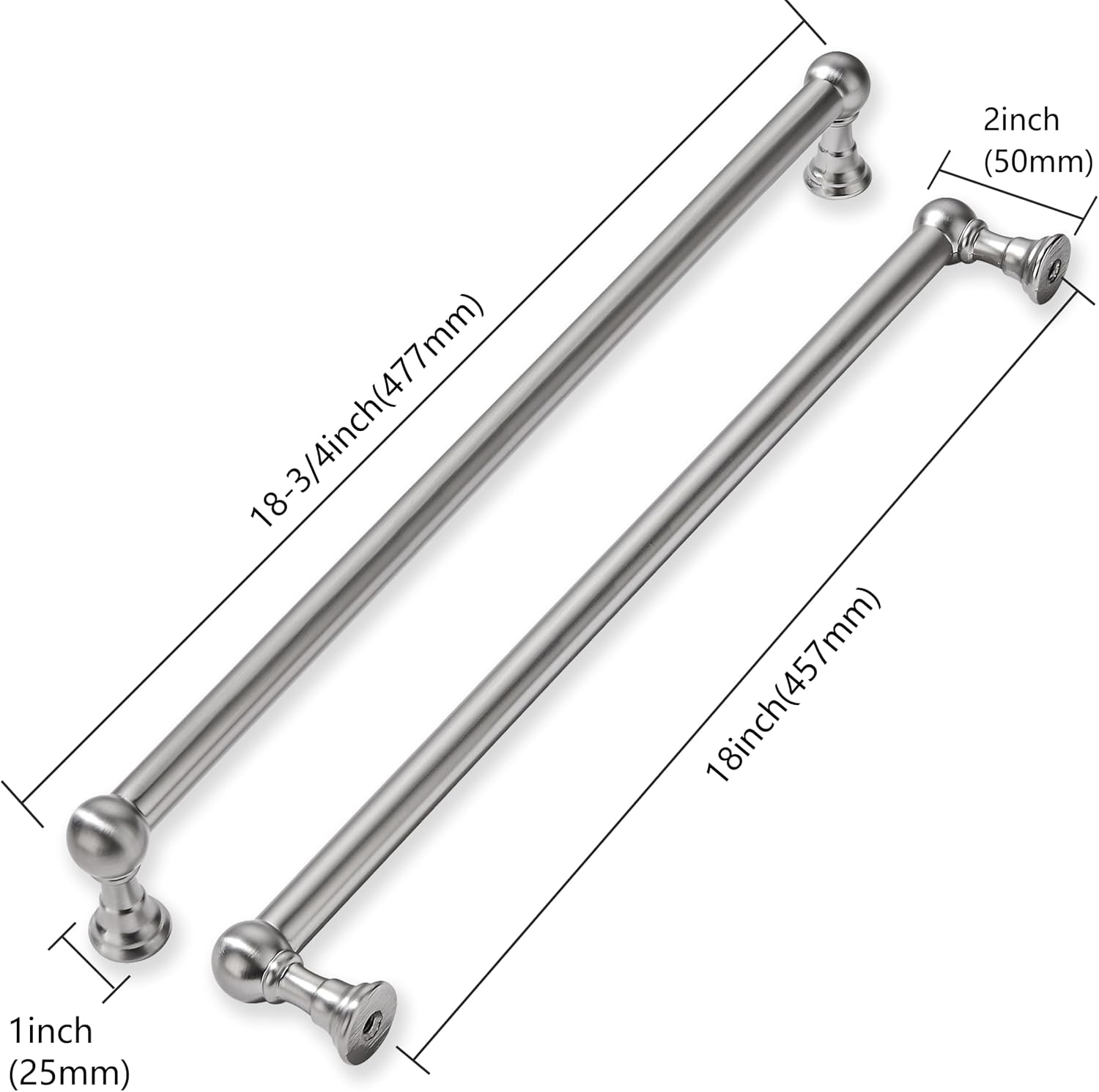 khtumeware 3 Pack Appliance Pull 18 Inch Hole Center Solid Brushed Satin Nickel Cabinet Pulls Heavy Duty Vintage Cabinet Handles for cabinets Dressers Kitchens Handles Bathroom cabinets