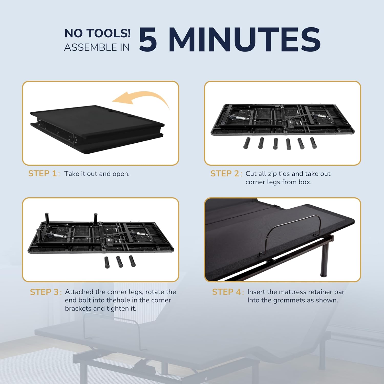 EGOHOME Split King Adjustable Bed Frame and 14 Inch Cooling Memory Foam Mattress, Wireless Remote Head and Foot Incline, 12 inch Legs, Zero Gravity