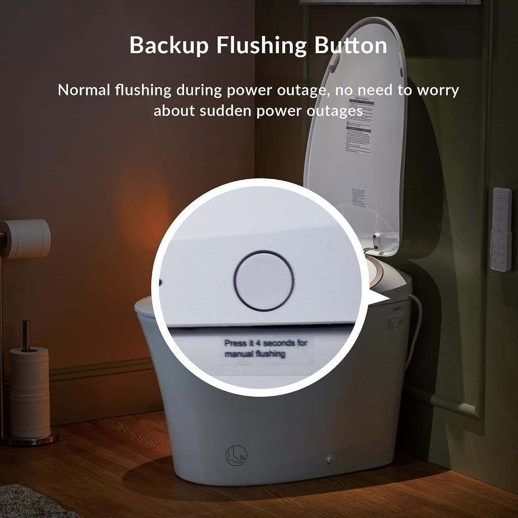 WOODBRIDGE LT610 One Piece Elongated Smart Toilet Bidet with Massage Washing, Auto Open and Close Seat and Lid, Auto Flush, Heated Seat and Integrated Multi Function Remote Control, White