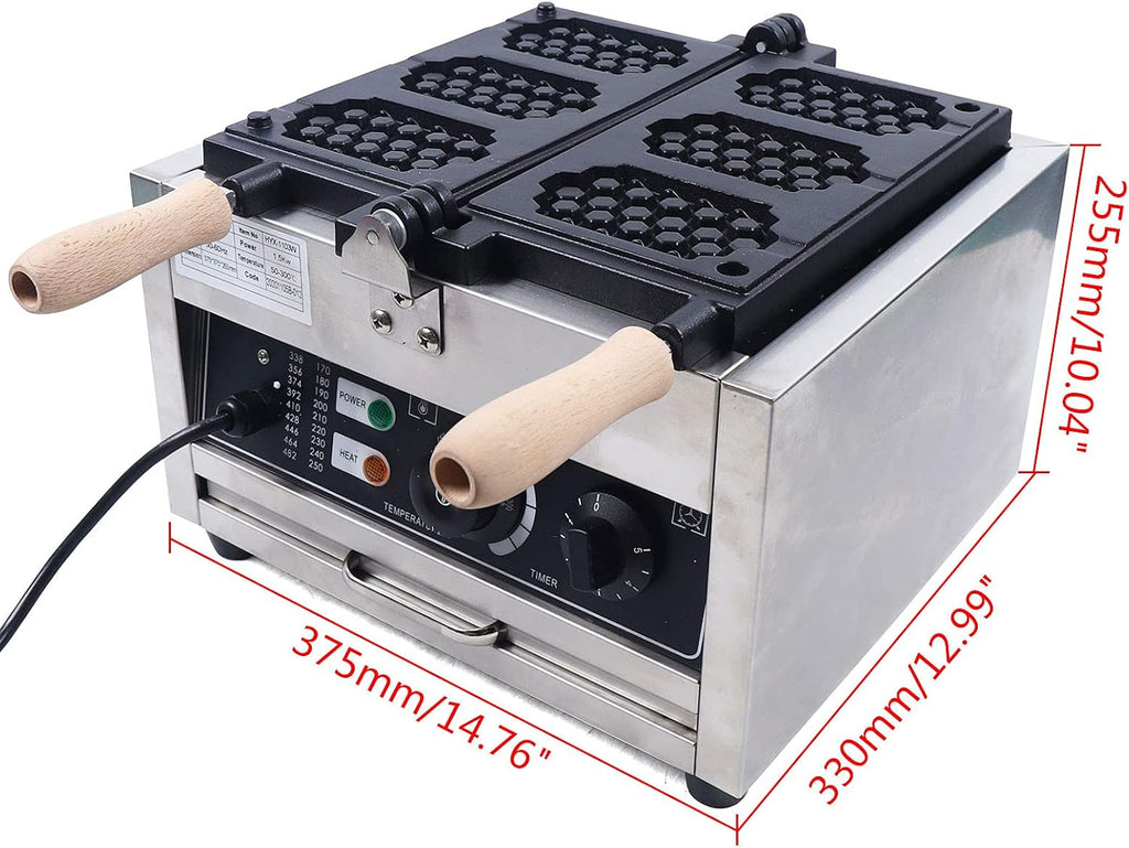 Waffle Making Machine, 110V 1500W Commercial Waffle Maker Electric Stainless Steel Rotatable Double-Head Heating Waffle Making for Tea Shops, Snack Bars, Dessert Shops (3 Grids 110V 1500W)