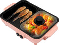 Electric Grill Hot Pot 2 In 1, Multifunctional Smokeless Grill Indoor Teppanyaki Grill/Shabu Pot Separate Dual Temperature Contral, Non-Stick Pan BBQ Capacity for 1-42 People