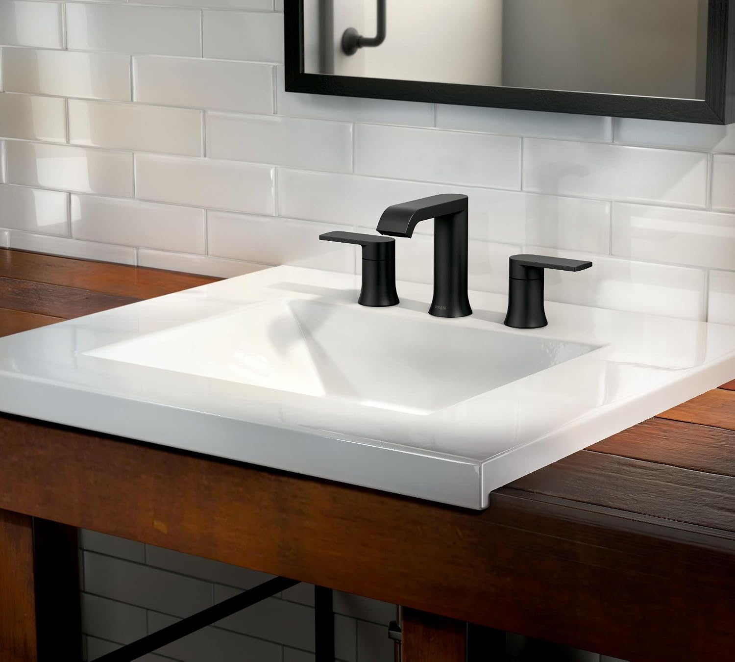 Moen Genta LX Two-Handle High Arc Widespread Bathroom Sink Faucet, for 3-Hole Setups, Valve Included, Matte Black, TV6708BL