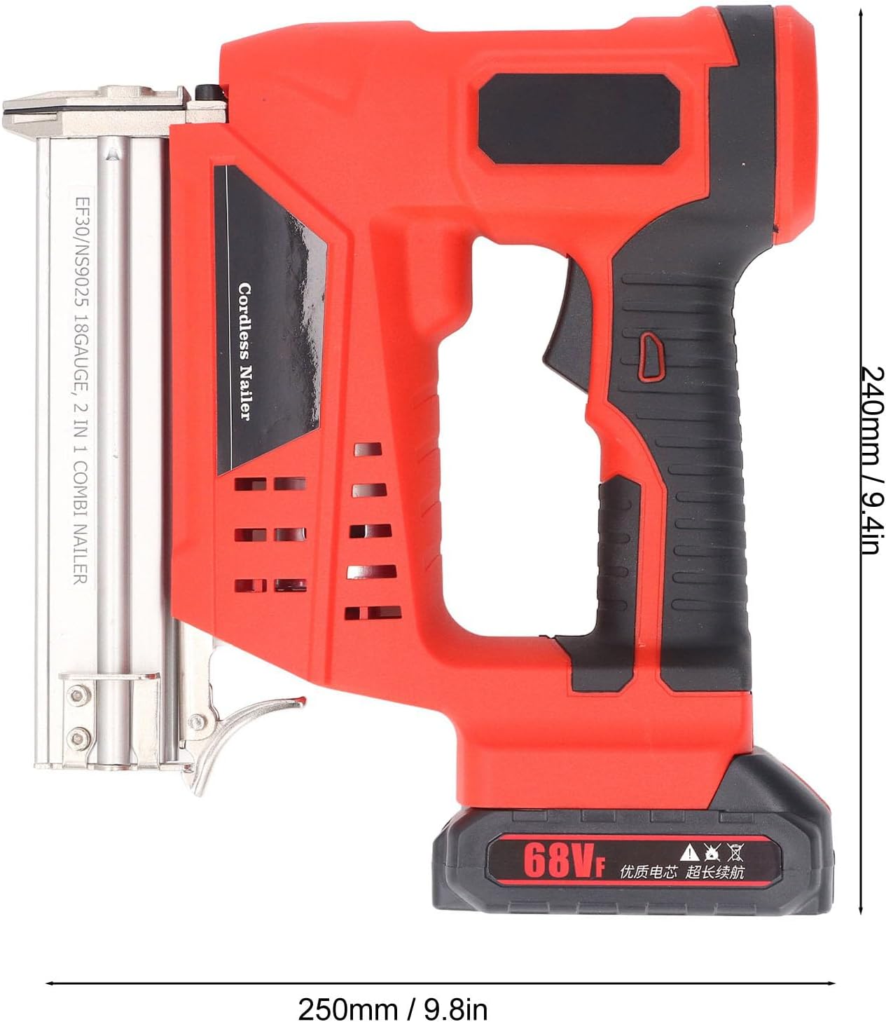 Cordless Brad Nailer, 2 Modes 18V 2Ah Lithium Battery Powered Cordless Nail Gun 100 Nails Capacity Handheld Electric Nail Stapler Support 18 Nail for Woodworking