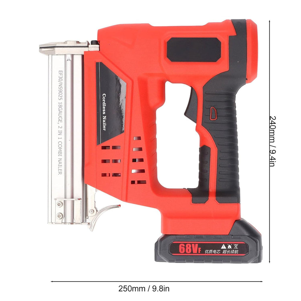 2 in 1 Cordless Brad Nailer Kit 2 Modes Battery Powered Nail Electric Staple for Woodworking DIY Projects