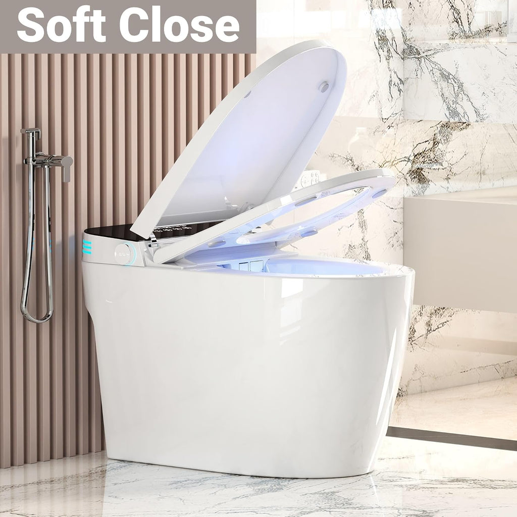 Smart Toilet with Auto Open/Close, Auto Flush, Warm Air Dryer & Nozzle Self-Cleaning,One-Piece Electric Toilet with Bidet Built-In,Heated Seat with Adjustable Temperature, Foot Sensor (ST-MX70)
