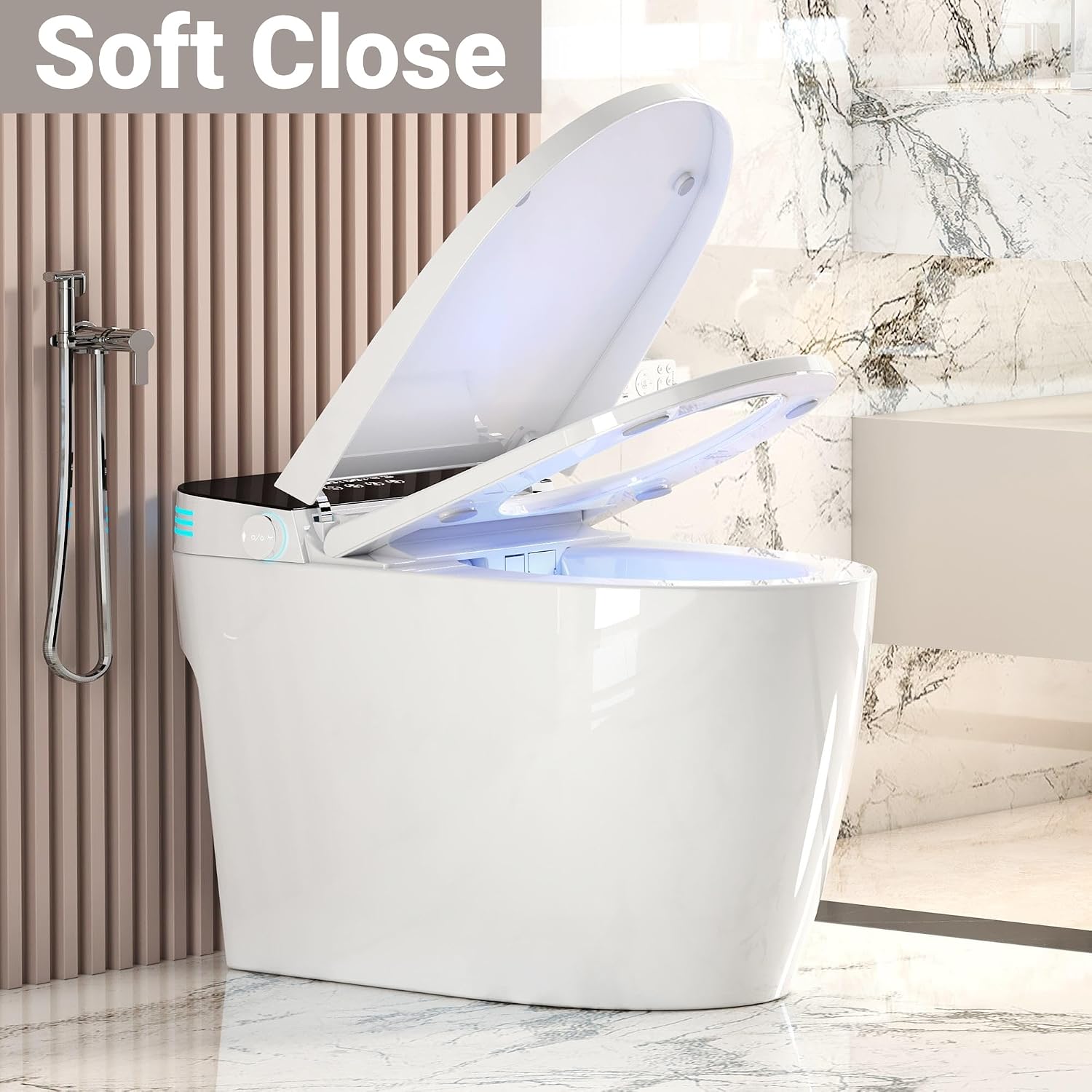 Smart Toilet with Auto Open/Close, Auto Flush, Warm Air Dryer & Nozzle Self-Cleaning,One-Piece Electric Toilet with Bidet Built-In,Heated Seat with Adjustable Temperature, Foot Sensor (ST-MX70)