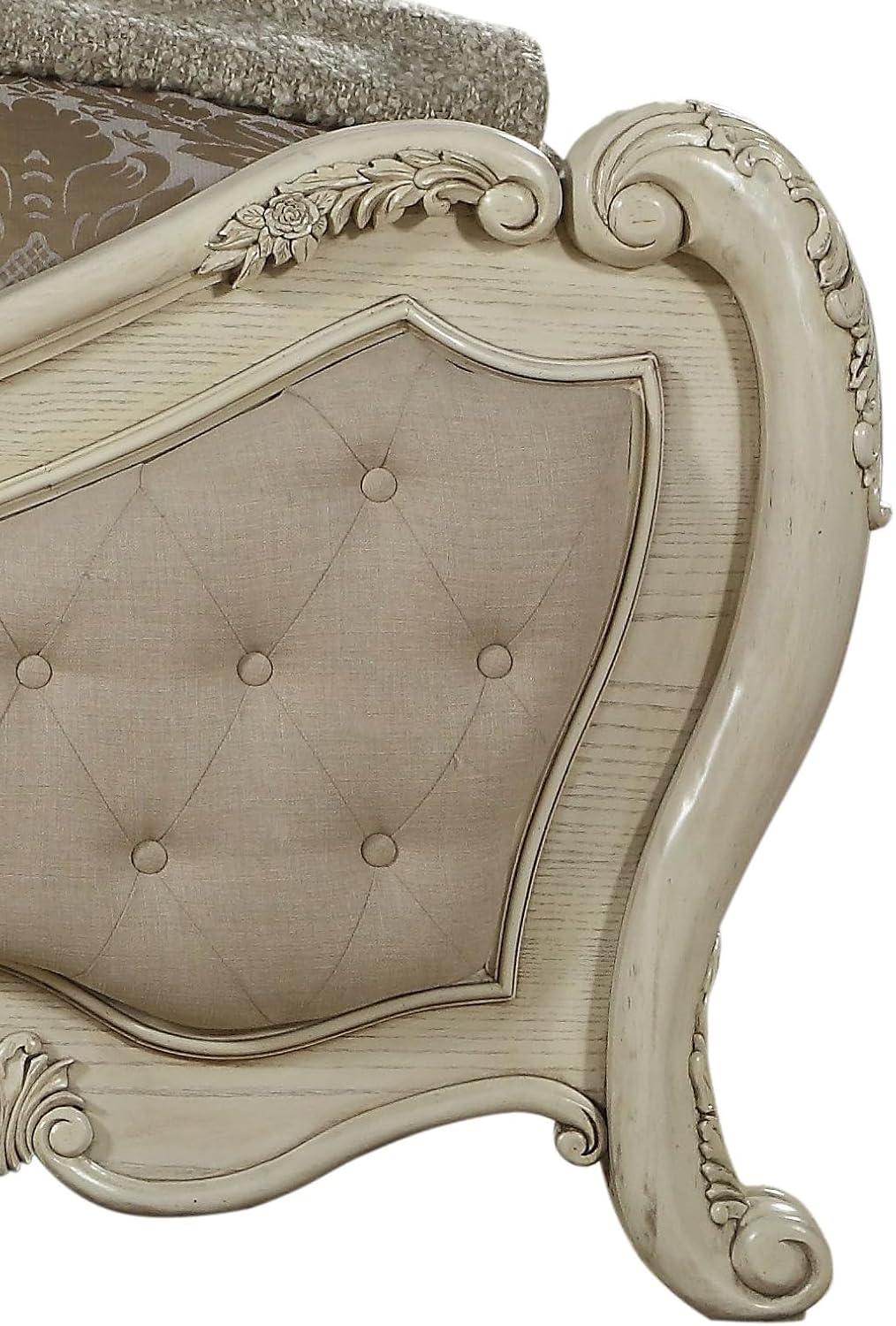 ACME Furniture Ragenardus Bed, Eastern King, Fabric/Antique White