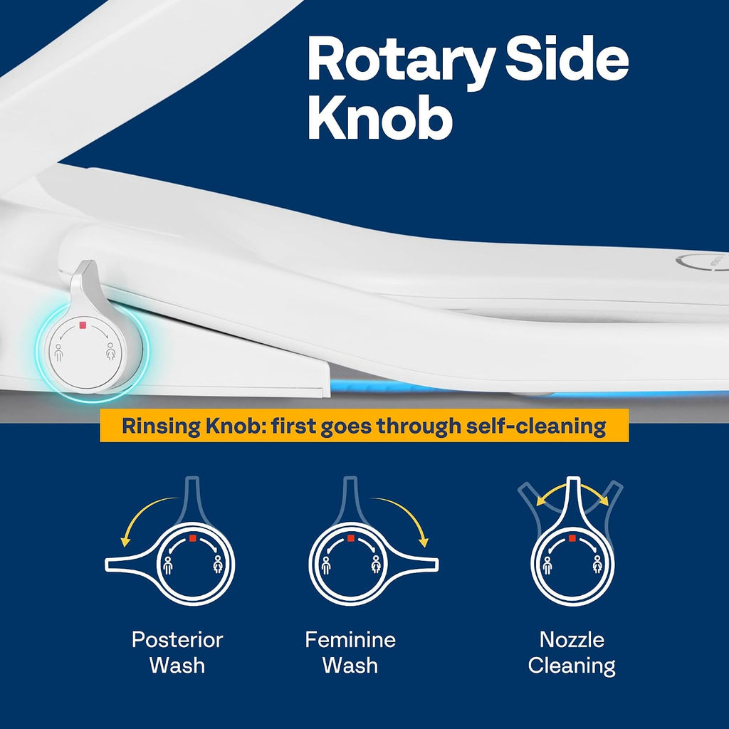 VIVOHOME Smart Heated Bidet Toilet Seat with Remote Control, Self-Cleaning Dual Nozzles for Rear and Front Cleansing, Adjustable Temperature Settings with Warm Air Dryer, Soft Close Lid, Nightlight