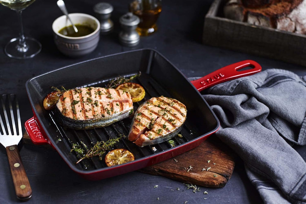 STAUB Cast Iron 10-inch Square Grill Pan - Cherry
