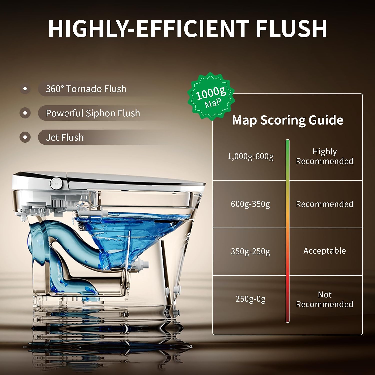 DeerValley Smart Toilet Auto Open & Close One Piece Tankless Toilet with Bidet Built in Auto Flush Warm Water Air Dryer Heated Seat Intelligent Water Filter for Modern Luxury Smart Home - DV-1S0019Pro