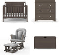 Child Craft Scout 4-in-1 Convertible Baby Crib Nursery Furniture Set - Baby Bed, Dresser with Changing Table Topper, Glider Chair, and Toy Box for Babies, Toddlers and Kids (4 Piece - Dapper Gray)