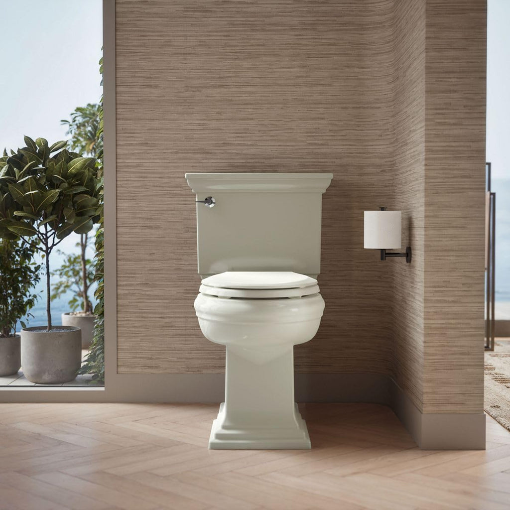 KOHLER 4636-RL-NY Cachet ReadyLatch Elongated Toilet Seat Slow Close, Soft Close Toilet Seat Quiet Lid, Contoured Grip-Tight Bumpers Installation Hardware, Apartment Essentials, Dune (Pack of 2)