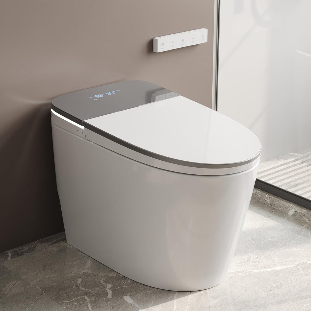 DeerValley Smart Toilet with Bidet Built in, One Piece Bidet Toilet with Auto Open/Close, Water Filter, Foam Shield, Pump Assisted, Elongated Seat, Dryer, Deodorizing, ADA Height for Modern Smart Home