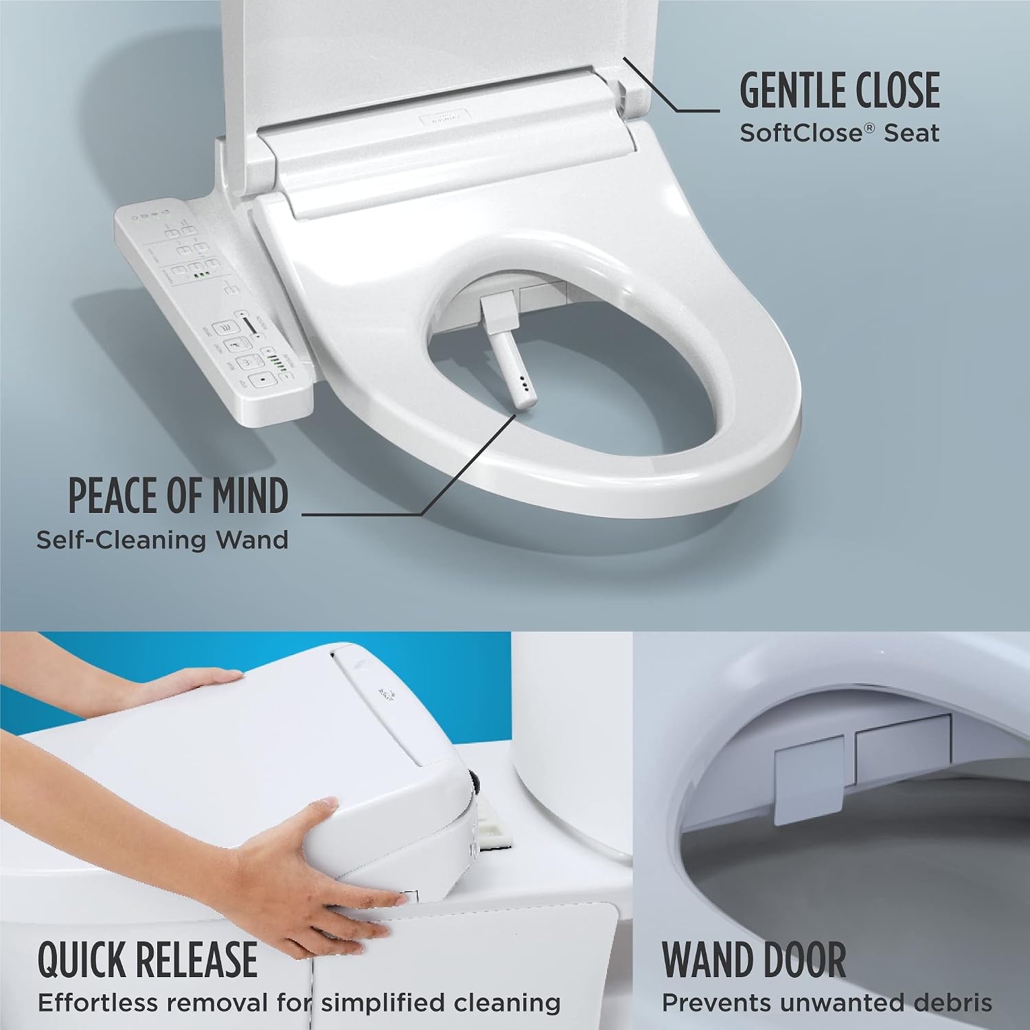 TOTO® WASHLET® KC2 Electronic Bidet Toilet Seat with Heated Seat and SoftClose Lid, Round, Cotton White - SW3023#01