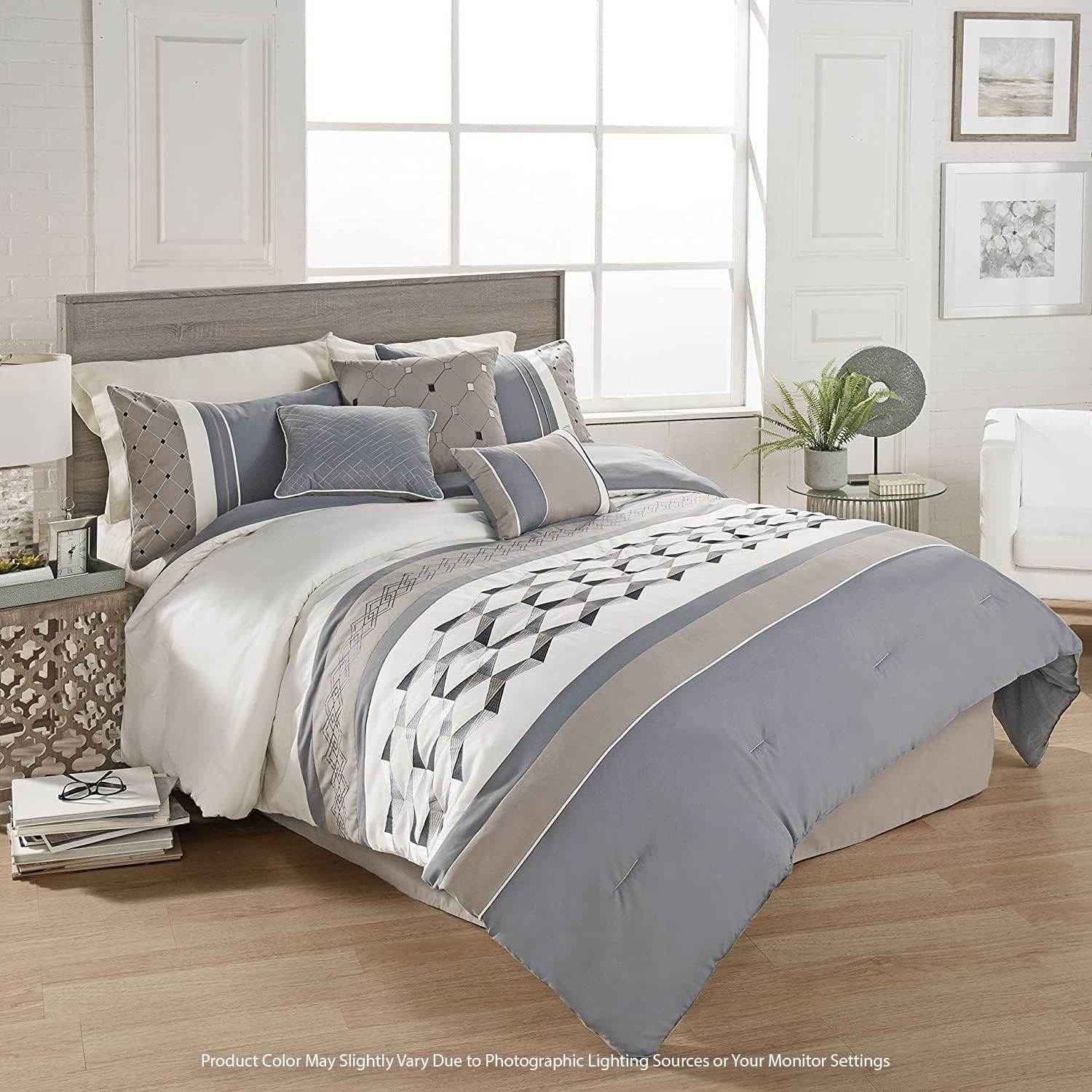 Riverbrook Home Country Manor Comforter Set, King, Beren - Blue/Tan/Ivory, 7 Piece Set